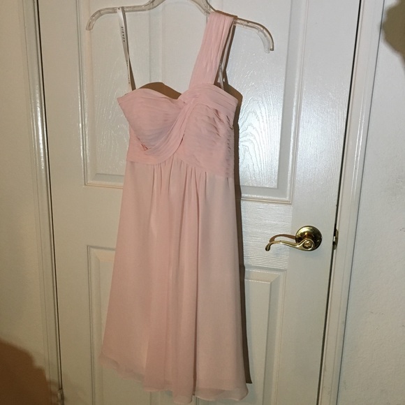 Azazie Sariah Bridesmaid Dress Blushing Pink Short Sweetheart Chiffon Sz A0 0 XS - Picture 5 of 9